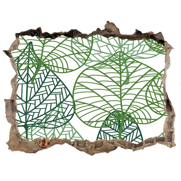 Sticker trou dans le mur Modèle de feuilles vertes pierre