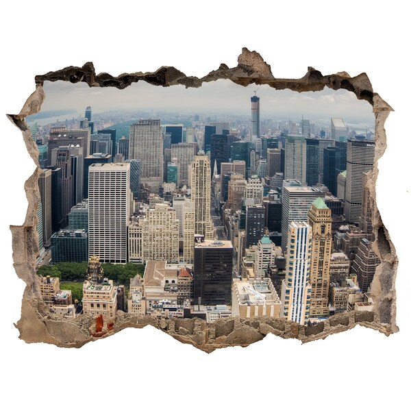 Sticker mural effet trou Vue de New York