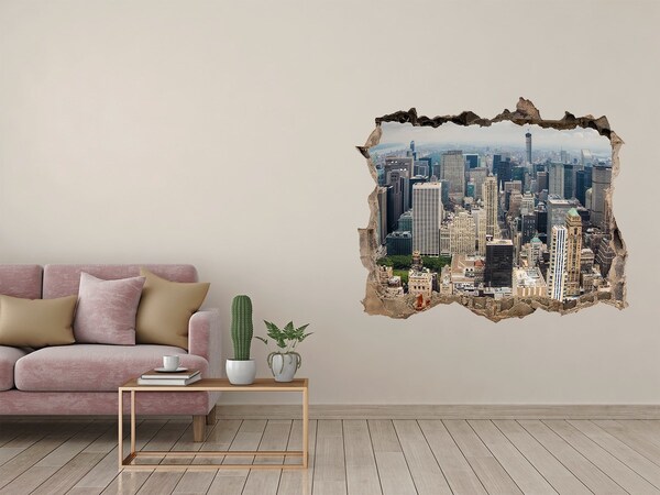 Sticker mural effet trou Vue de New York