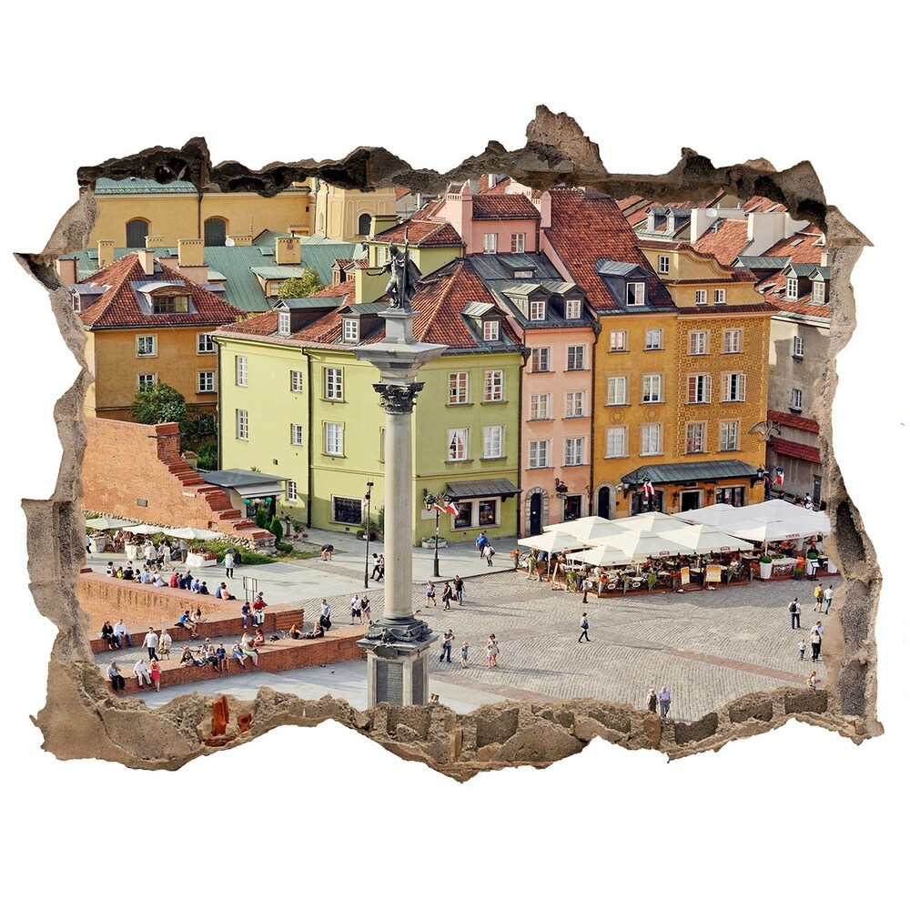 Sticker mural effet trou Varsovie Pologne pierre