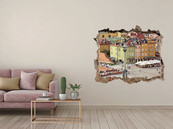 Sticker mural effet trou Place de la Vieille Ville de Varsovie