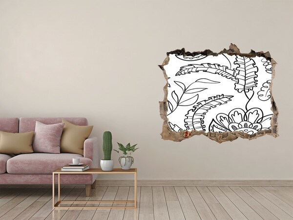 Sticker trou dans le mur Motif de fleur de plante pierre