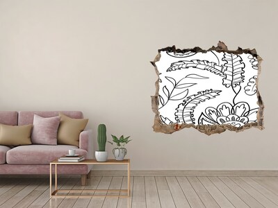 Sticker trou dans le mur Motif de fleur de plante pierre