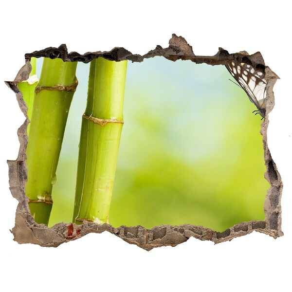 Sticker mural effet trou Bambou et papillon pierre