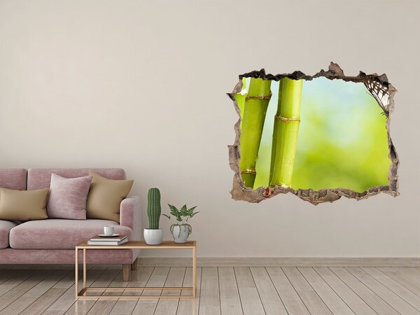Sticker mural effet trou Bambou et papillon pierre