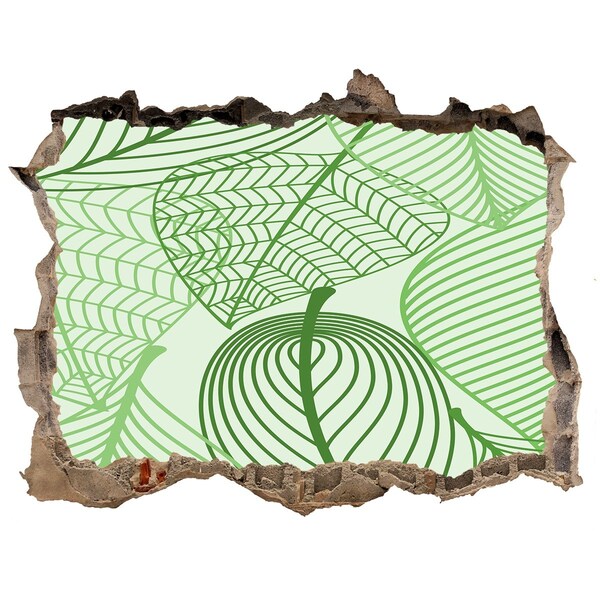 Sticker mural effet trou Feuilles de motif pierre