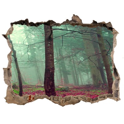 Sticker mural effet trou Forêt enchantée dans le brouillard