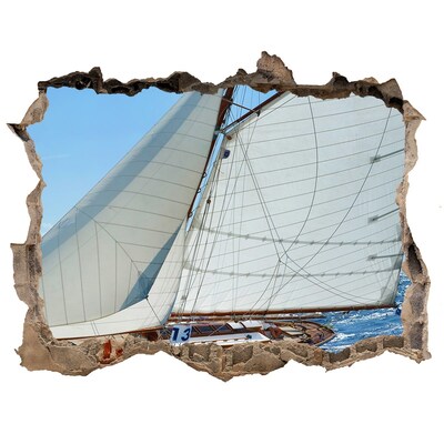 Sticker mural effet trou Yacht pierre