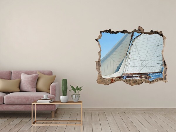 Sticker mural effet trou Yacht pierre