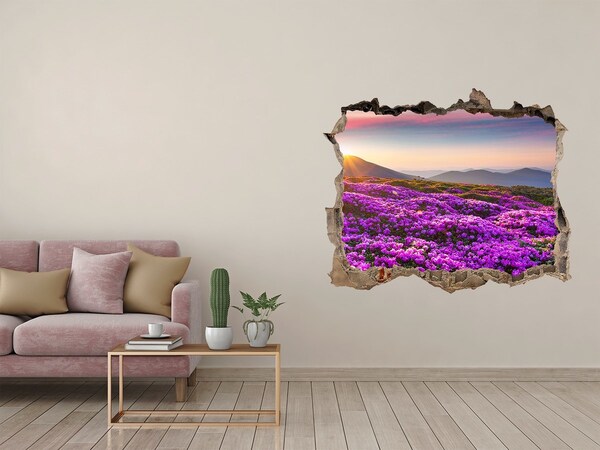 Autocollant à effet 3d trou Paysage floral dans les montagnes