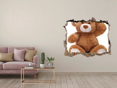 Sticker trou dans le mur Ours en peluche pierre