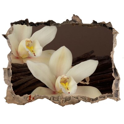 Sticker mural effet trou Des orchidées dans un mur endommagé