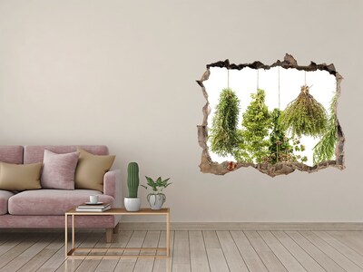 Sticker mural effet trou jardin d'herbes aromatiques en ruines