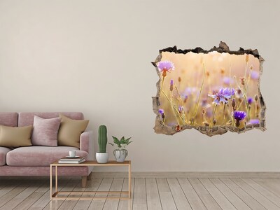 Sticker mural effet trou Fleurs de terrain pierre