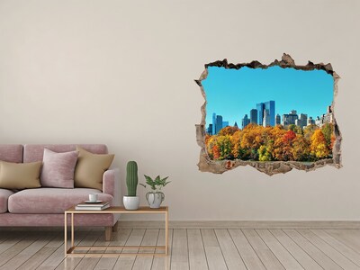 Autocollant mural trou New York en automne pierre