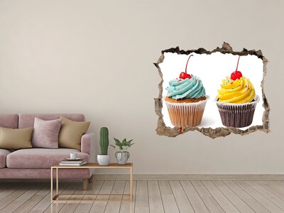 Sticker mural effet trou Cupcakes pierre