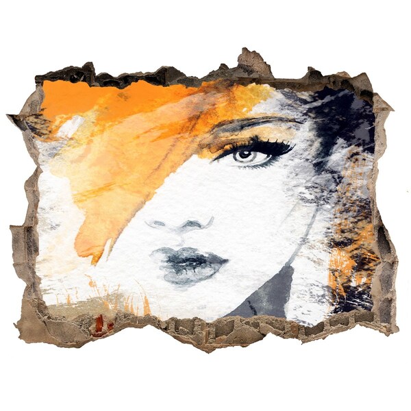 Autocollant mural trou Portrait aux nuances dorées