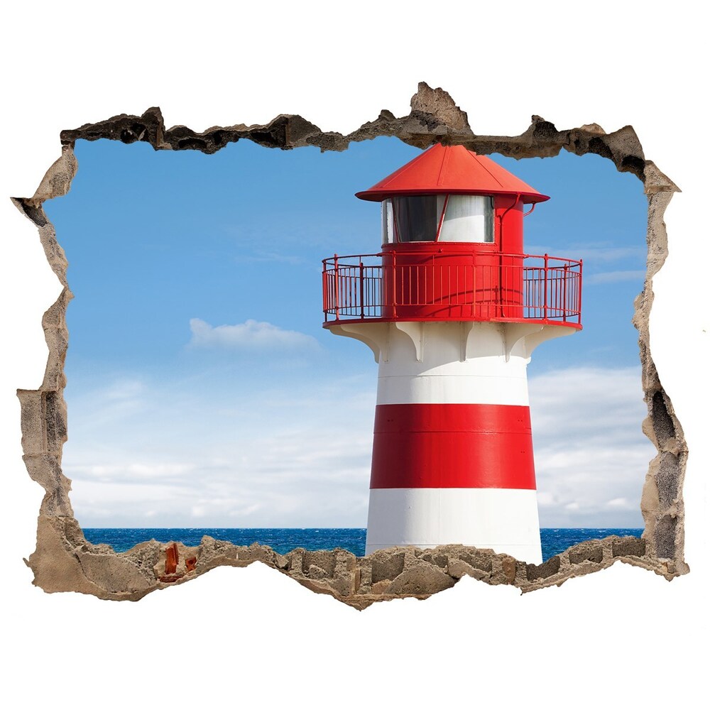 Sticker mural effet trou Phare pierre