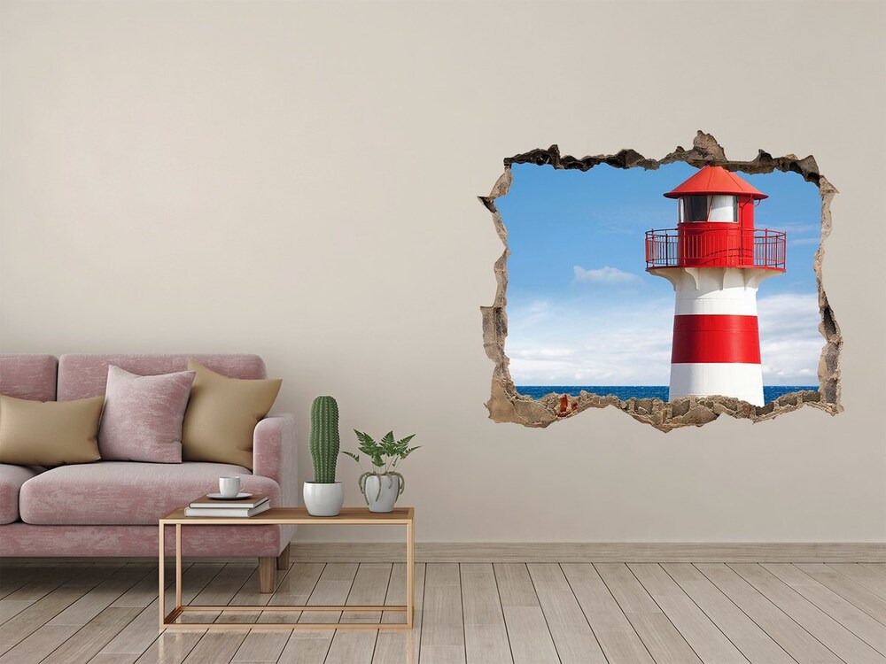 Sticker mural effet trou Phare pierre