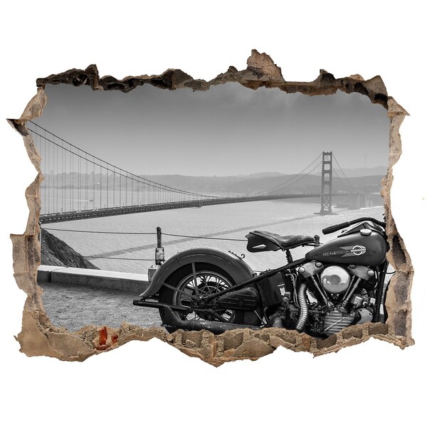 Sticker trou dans le mur Moto au Golden Gate Bridge