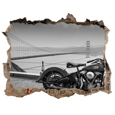 Sticker trou dans le mur Moto au Golden Gate Bridge