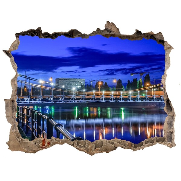 Autocollant mural trou Vue nocturne du pont et de la rivière