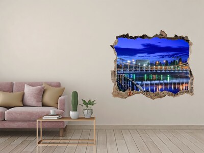 Autocollant mural trou Vue nocturne du pont et de la rivière