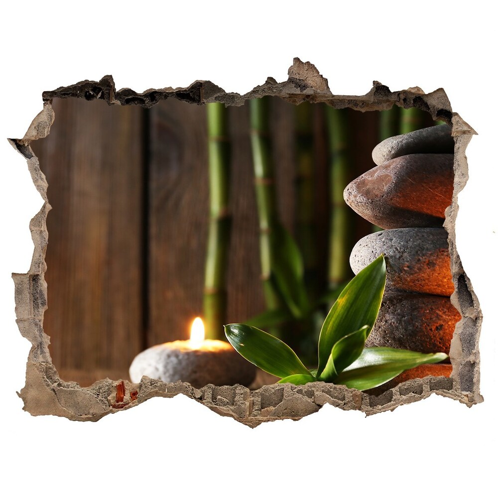 Sticker trou dans le mur Zen stones bambou pierre