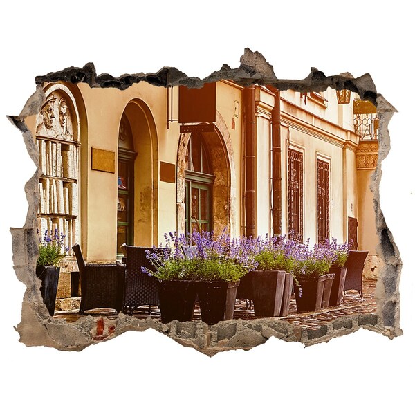 Sticker mural effet trou Un coin charmant avec de la lavande