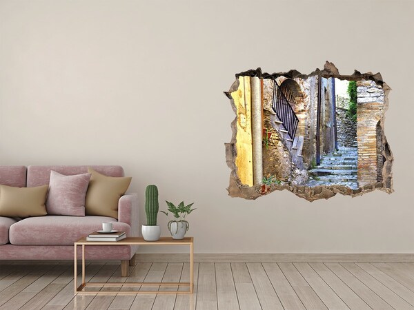 Autocollant à effet 3d trou Les charmantes rues d'une ville italienne
