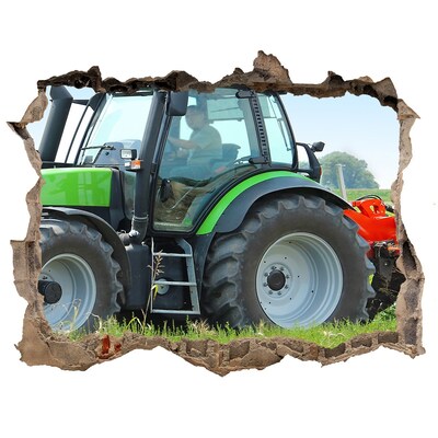 Autocollant mural trou Tracteur en action