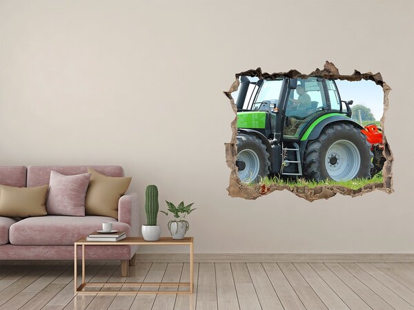 Autocollant mural trou Tracteur sur le terrain pierre