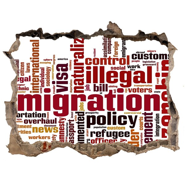 Autocollant à effet 3d trou politique migratoire