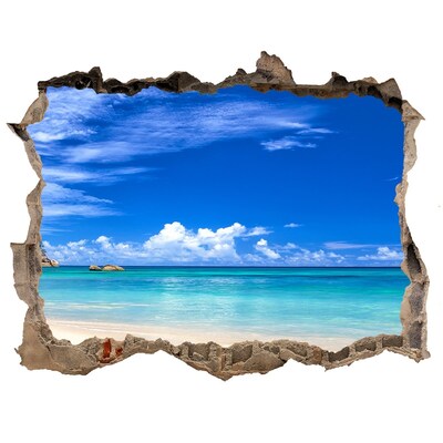 Sticker trou dans le mur Plage tropicale sable pierre