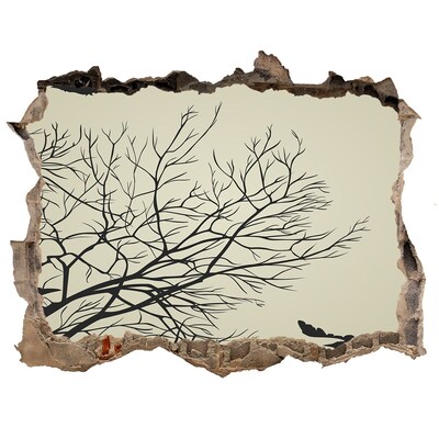 Sticker mural effet trou Forêt morte derrière le mur détruit