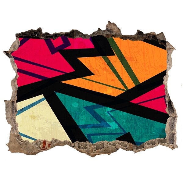 Sticker trou dans le mur Une fresque colorée dans un trou dans le mur