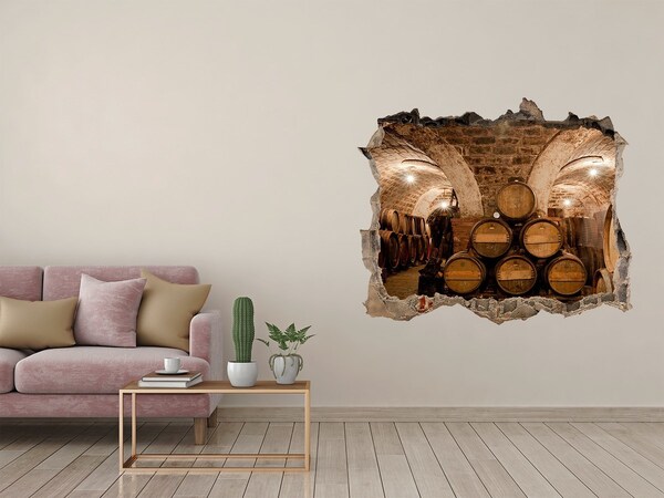 Sticker trou dans le mur Intérieur d'un chai avec des barriques