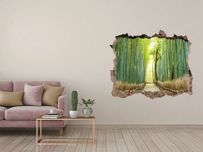 Autocollant à effet 3d trou Forêt de bambous au soleil