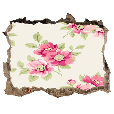 Sticker mural effet trou Motif floral plantes pierre