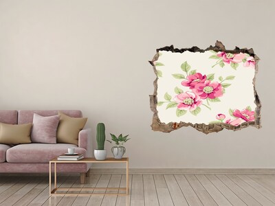 Sticker mural effet trou Motif floral plantes pierre