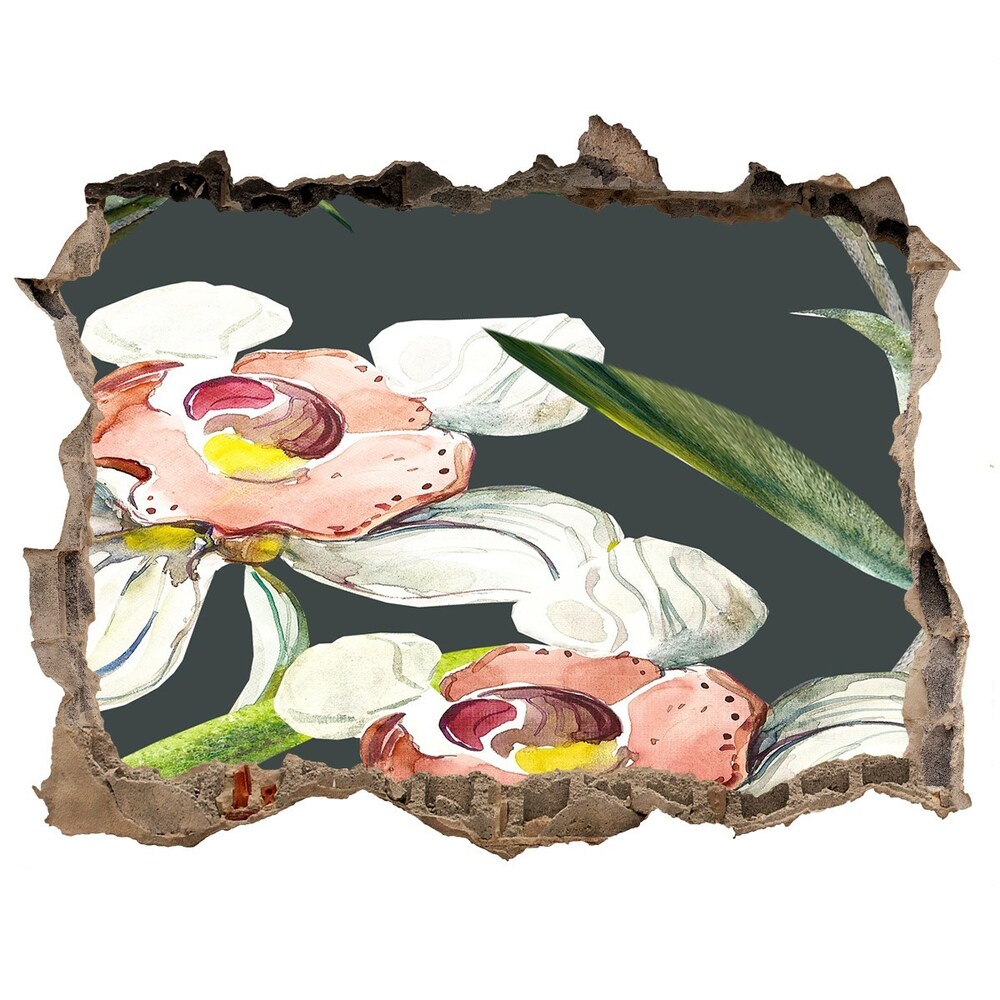 Autocollant à effet 3d trou Motif floral painte pierre