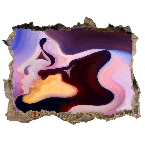 Sticker mural effet trou Visages sensuels de l'amour