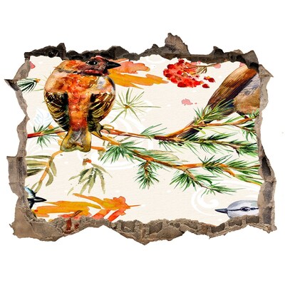 Autocollant mural trou Oiseaux dans un paysage forestier