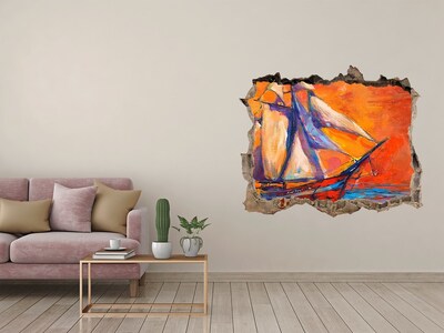 Autocollant à effet 3d trou Coucher de soleil en mer