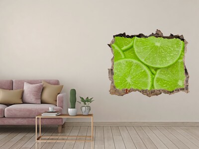 Sticker mural effet trou Citron vert pierre