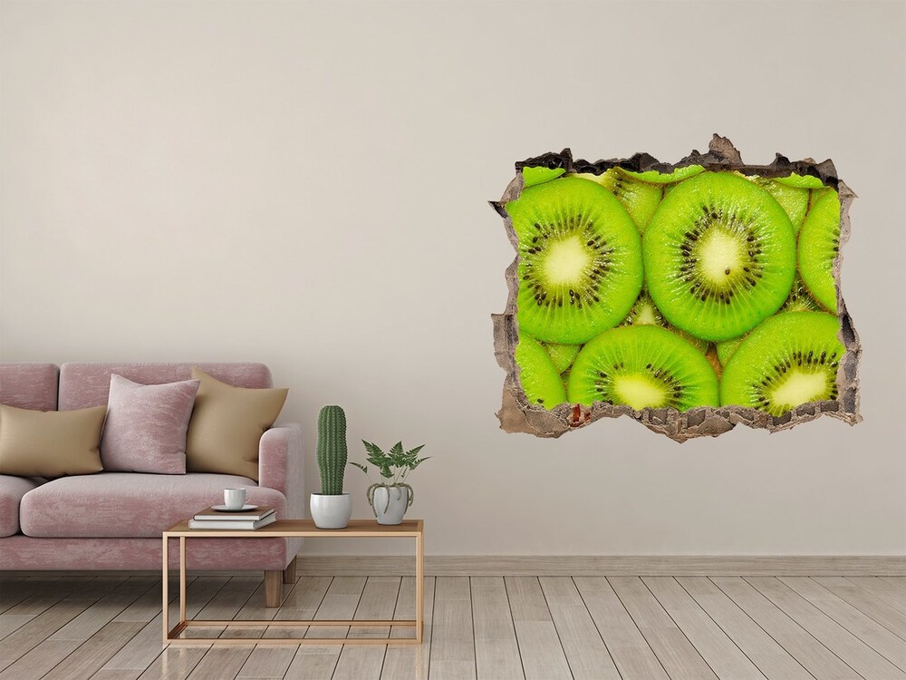 Sticker mural effet trou Placage kiwi pierre