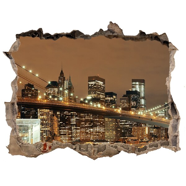 Sticker mural effet trou La silhouette de New York la nuit