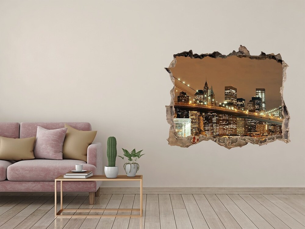 Sticker mural effet trou Manhattan New York pierre