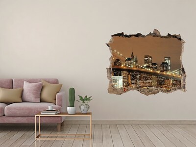 Sticker mural effet trou Manhattan New York pierre