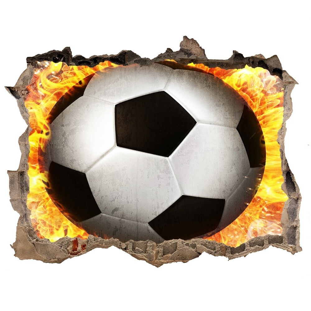 Sticker mural effet trou Burning football saw pierre